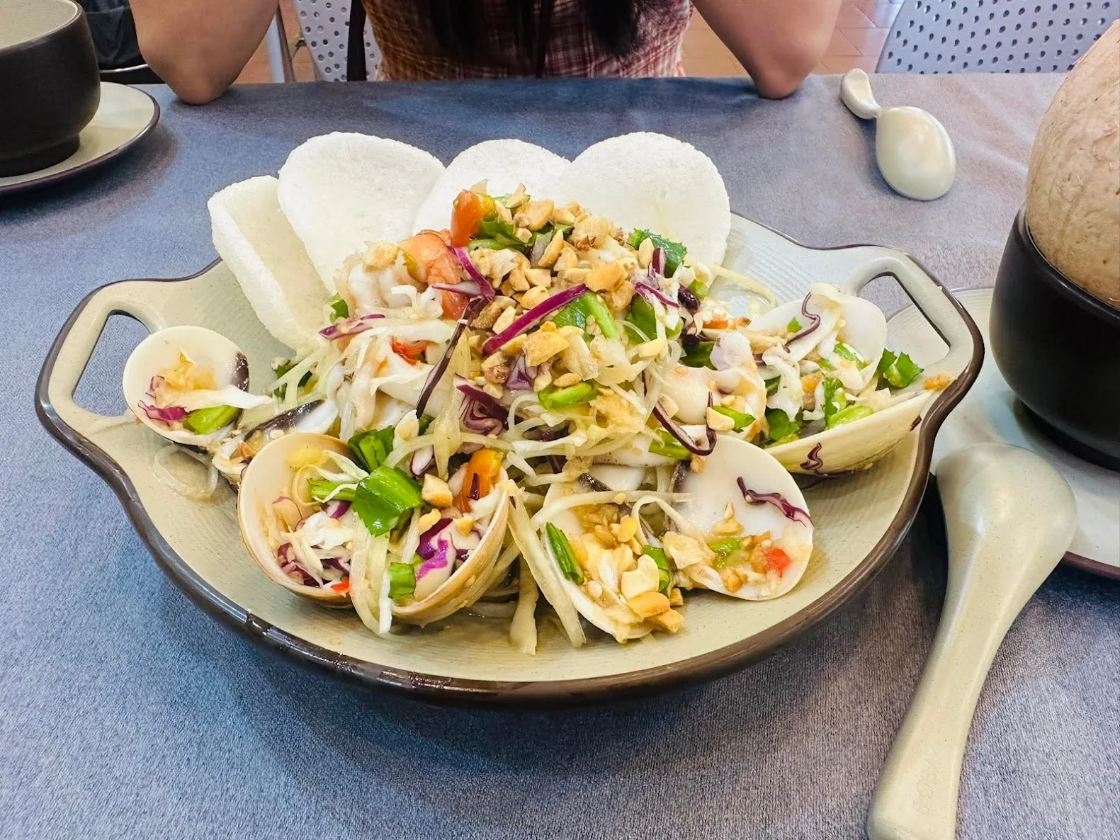 Clam salad – seafood meal at the restaurant
