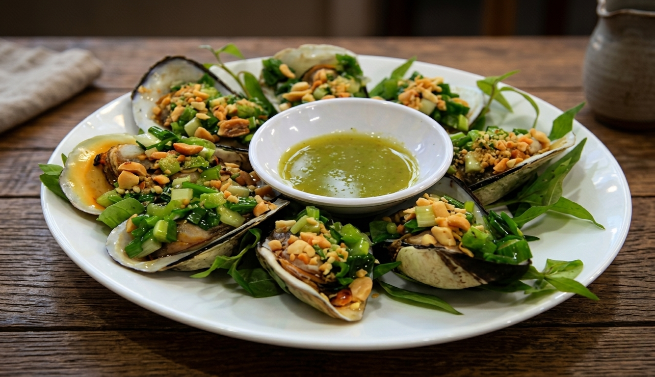 Twisted ark clam with scallion oil – A must-try dish in Da Nang